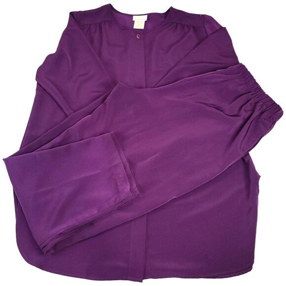 Roamans purple 2pc flowing pants set - Picture 9 of 11